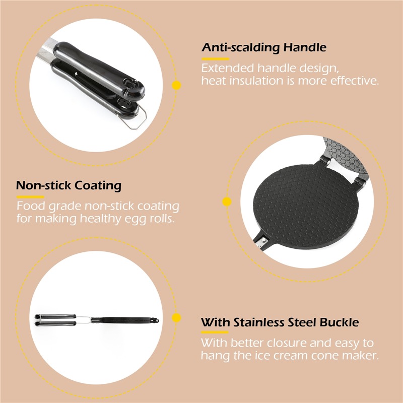 22cm Non-Stick Egg Roll Waffle - Waffle Cone Maker 评论和价格